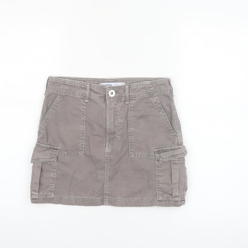 Bershka Women's Grey Cargo Twill Short Skirt XS