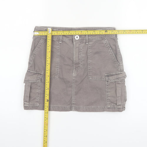 Bershka Women's Grey Cargo Twill Short Skirt XS