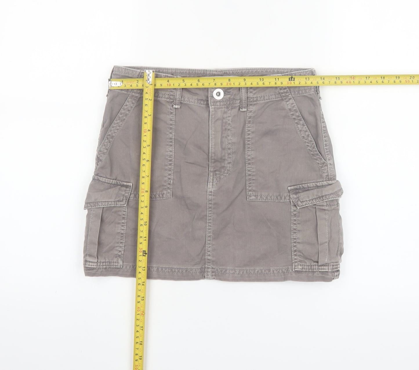 Bershka Women's Grey Cargo Twill Short Skirt XS