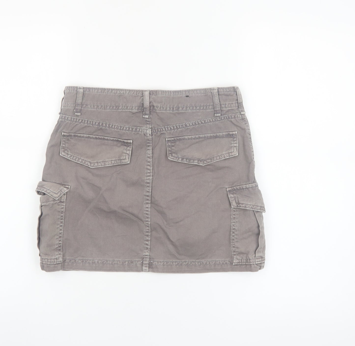 Bershka Women's Grey Cargo Twill Short Skirt XS