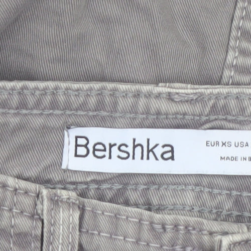 Bershka Women's Grey Cargo Twill Short Skirt XS