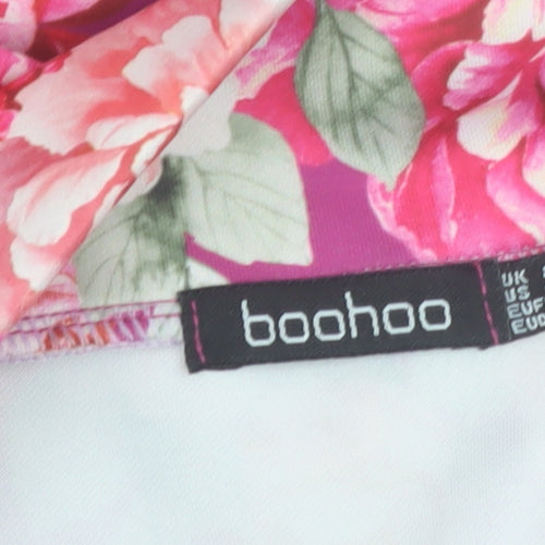 Boohoo Women’s Pink Floral Off Shoulder Fit & Flare Dress Size 8