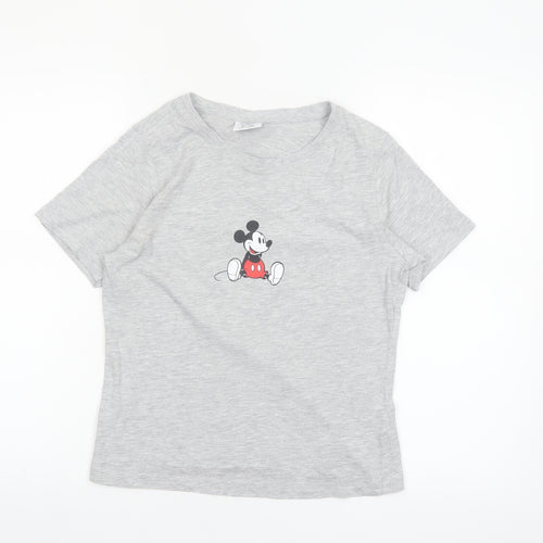 Primark Disney Women's Grey Mickey Mouse T-Shirt Size 12 Short Sleeve