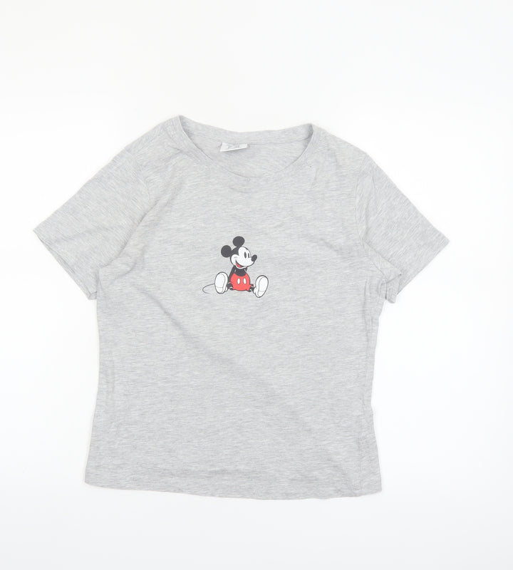 Primark Disney Women's Grey Mickey Mouse T-Shirt Size 12 Short Sleeve