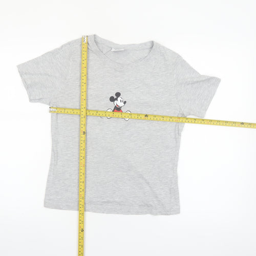 Primark Disney Women's Grey Mickey Mouse T-Shirt Size 12 Short Sleeve
