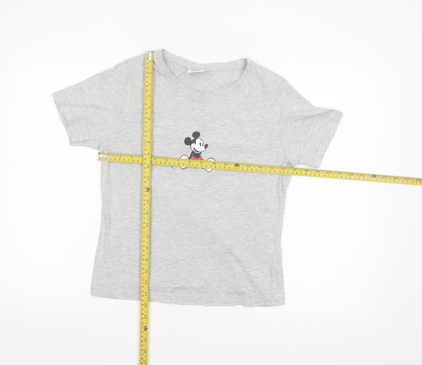 Primark Disney Women's Grey Mickey Mouse T-Shirt Size 12 Short Sleeve