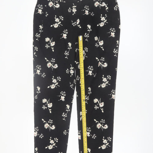 Next Womens Black Floral Slim Trousers Size 10 Regular