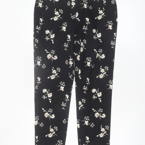 Next Womens Black Floral Slim Trousers Size 10 Regular