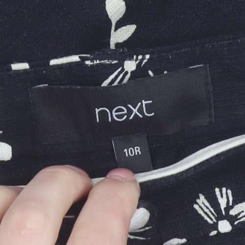 Next Womens Black Floral Slim Trousers Size 10 Regular
