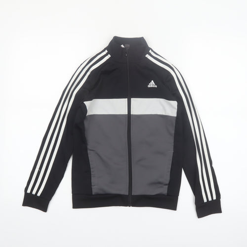 adidas Boys Black 9-10 Years Colourblock Full Zip Track Jacket