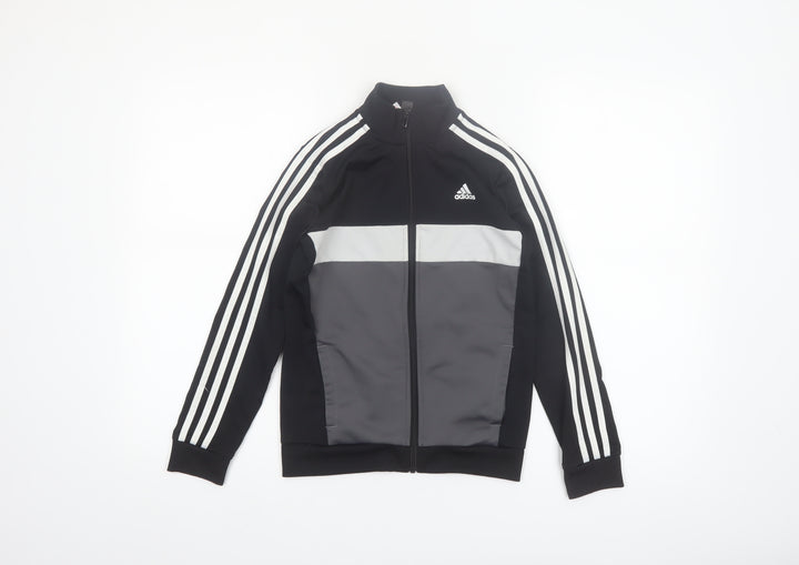 adidas Boys Black 9-10 Years Colourblock Full Zip Track Jacket