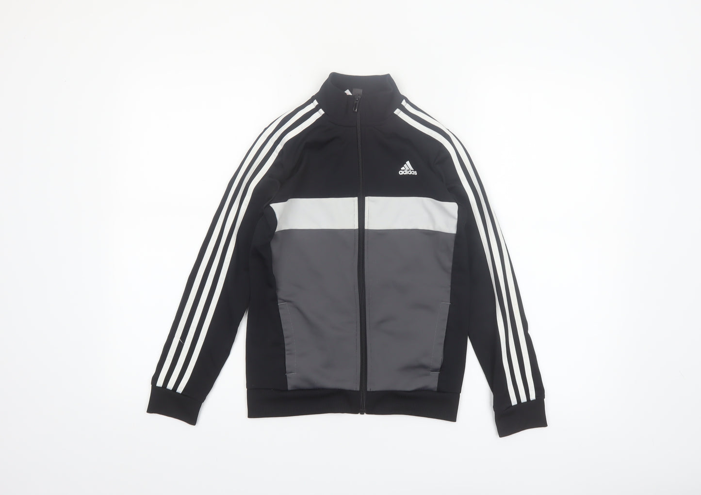 adidas Boys Black 9-10 Years Colourblock Full Zip Track Jacket