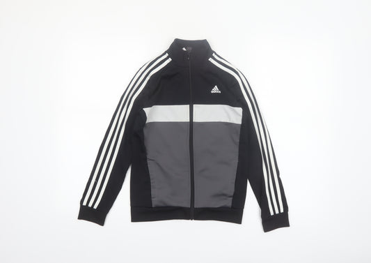 adidas Boys Black 9-10 Years Colourblock Full Zip Track Jacket