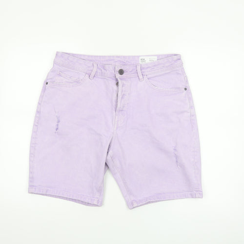 Denim Co Men's Purple Stretch Chino Shorts W34 Regular Fit