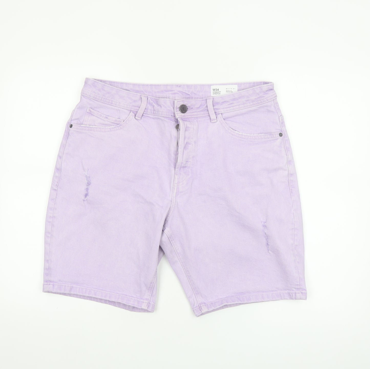 Denim Co Men's Purple Stretch Chino Shorts W34 Regular Fit