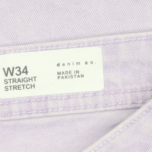 Denim Co Men's Purple Stretch Chino Shorts W34 Regular Fit