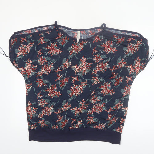 Stella Morgan Women's Blue Floral Short Sleeve Blouse Size 12
