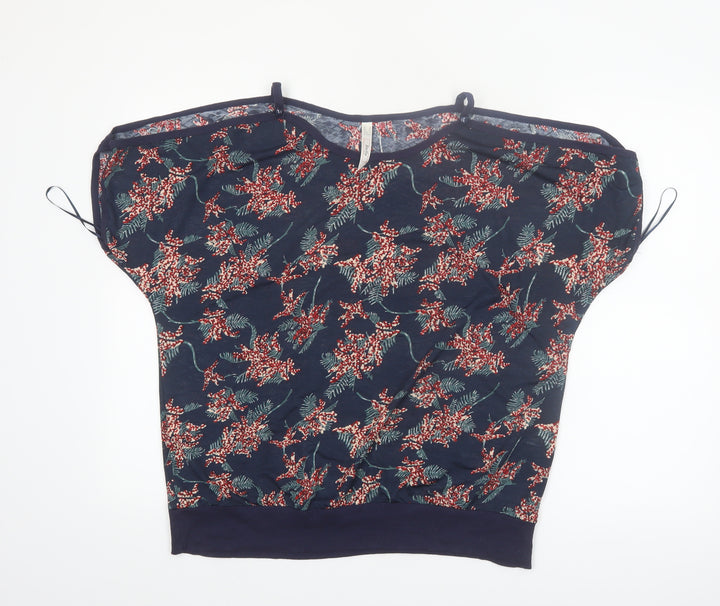 Stella Morgan Women's Blue Floral Short Sleeve Blouse Size 12