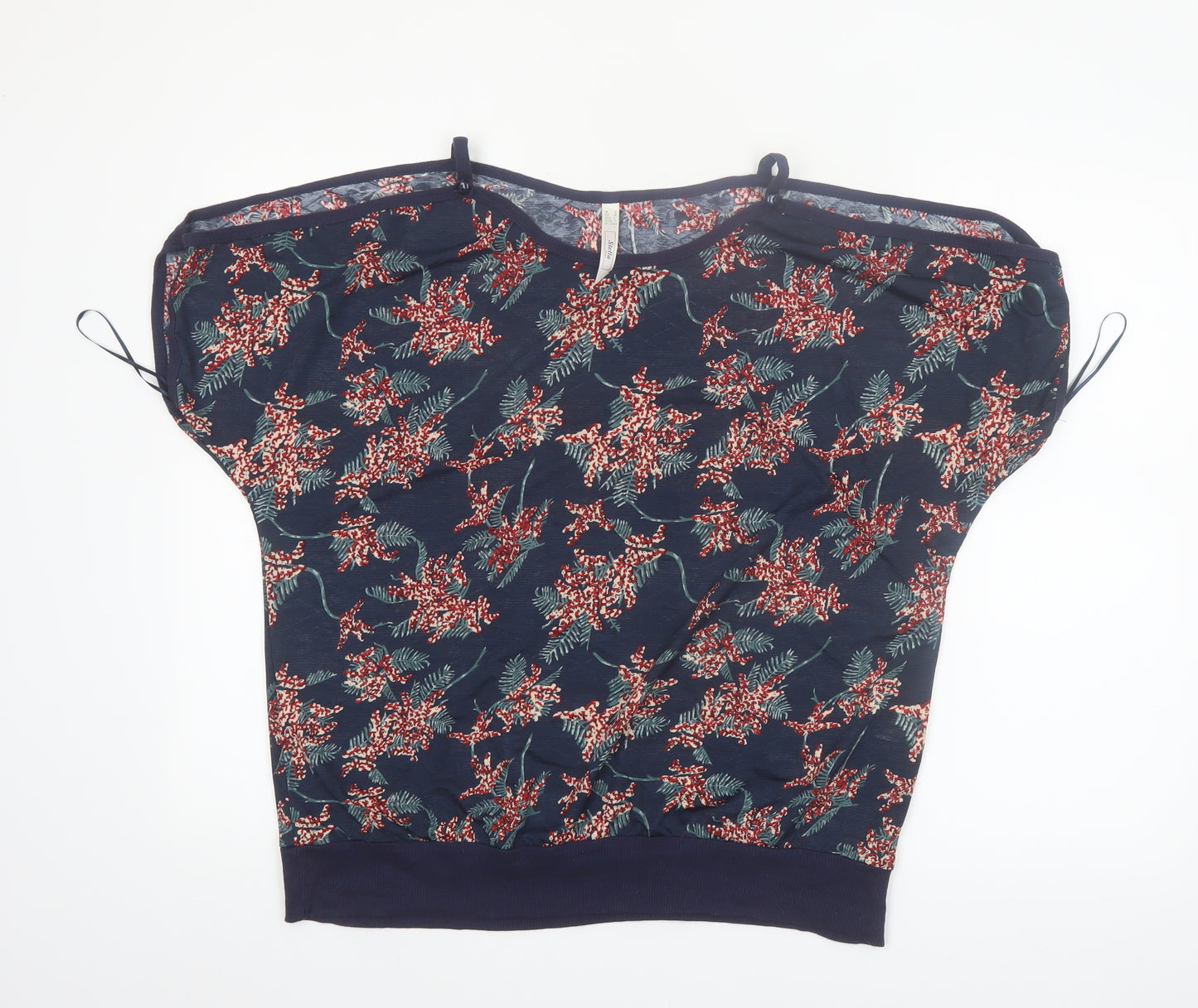 Stella Morgan Women's Blue Floral Short Sleeve Blouse Size 12