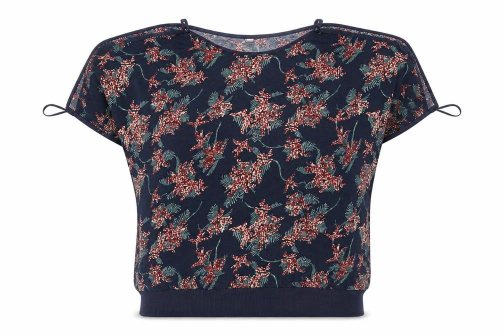 Stella Morgan Women's Blue Floral Short Sleeve Blouse Size 12