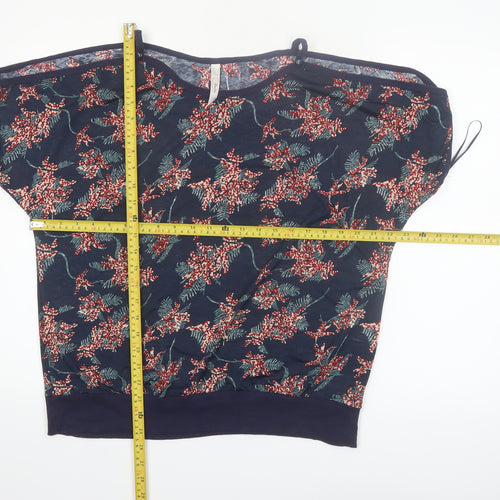 Stella Morgan Women's Blue Floral Short Sleeve Blouse Size 12