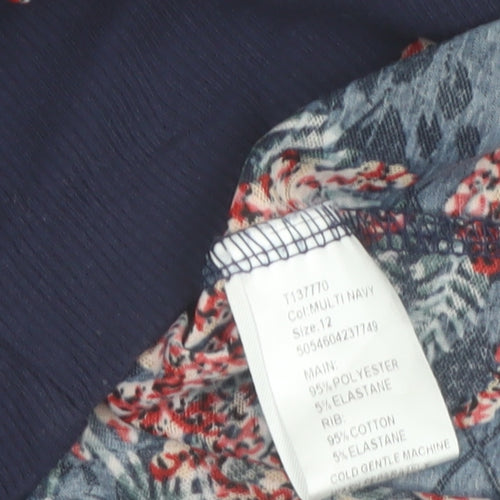 Stella Morgan Women's Blue Floral Short Sleeve Blouse Size 12