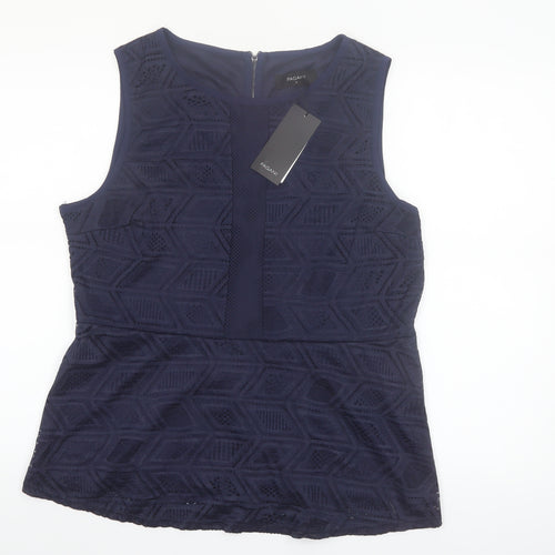Pagani Women Blue Lace Tunic Sleeveless Blouse Size 16