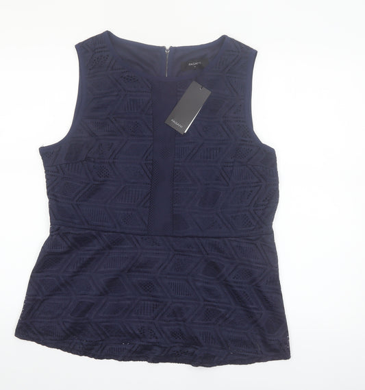 Pagani Women Blue Lace Tunic Sleeveless Blouse Size 16