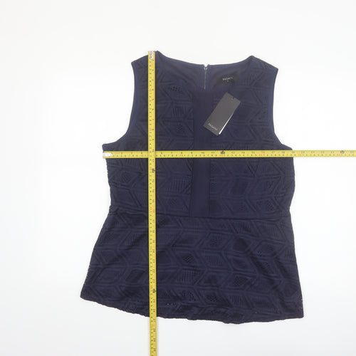 Pagani Women Blue Lace Tunic Sleeveless Blouse Size 16