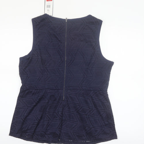 Pagani Women Blue Lace Tunic Sleeveless Blouse Size 16