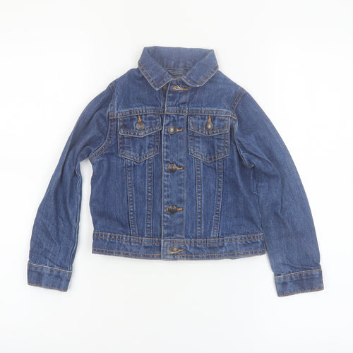 Avenue Girls Blue Denim Button Jacket 3-4 Years Cotton Casual