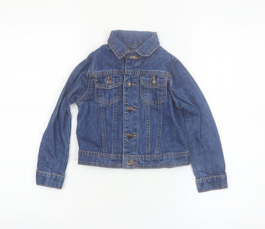 Avenue Girls Blue Denim Button Jacket 3-4 Years Cotton Casual