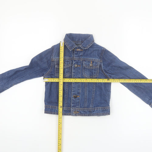 Avenue Girls Blue Denim Button Jacket 3-4 Years Cotton Casual