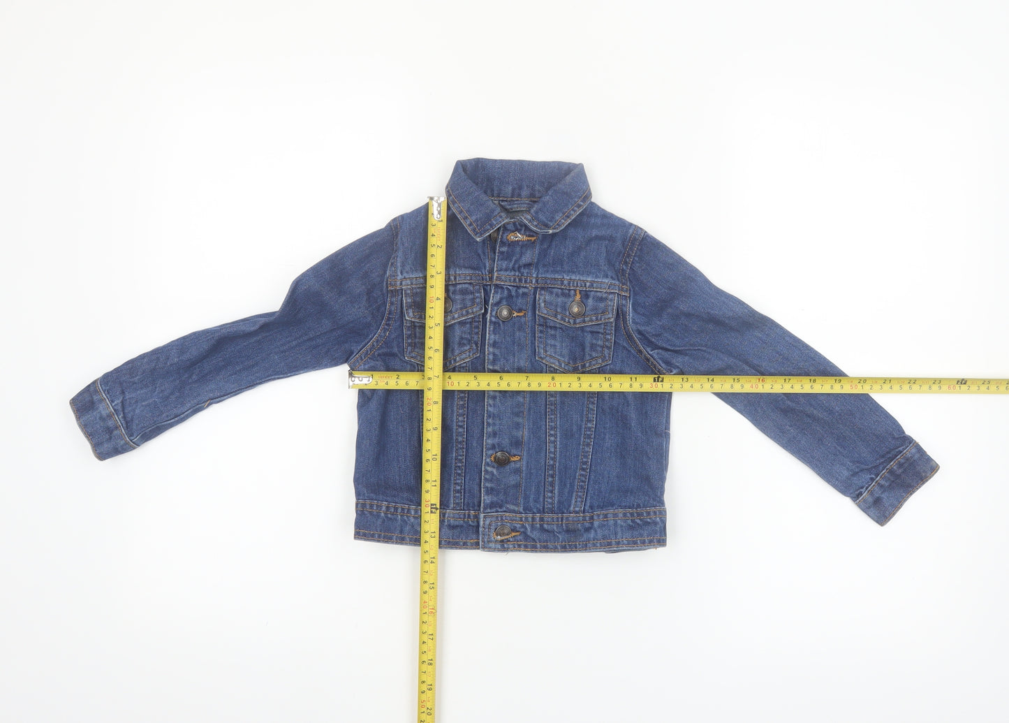 Avenue Girls Blue Denim Button Jacket 3-4 Years Cotton Casual