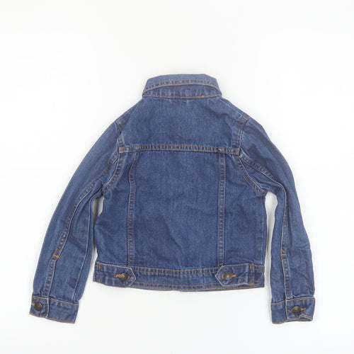 Avenue Girls Blue Denim Button Jacket 3-4 Years Cotton Casual