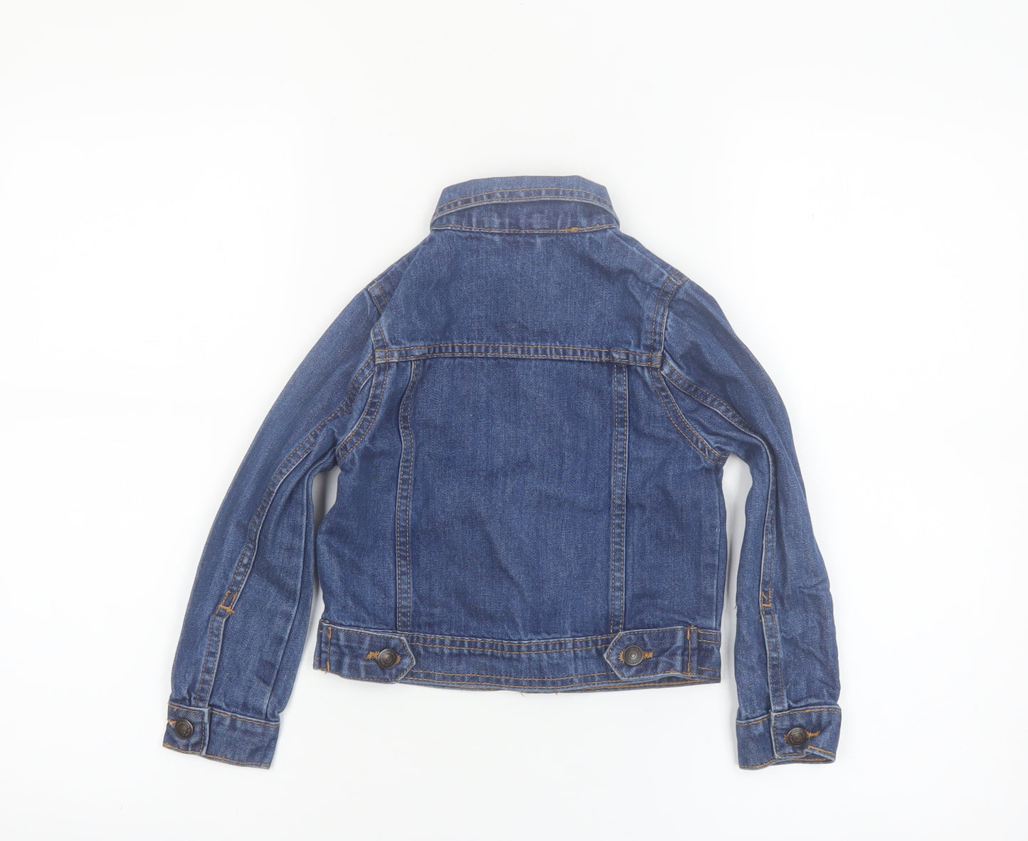 Avenue Girls Blue Denim Button Jacket 3-4 Years Cotton Casual