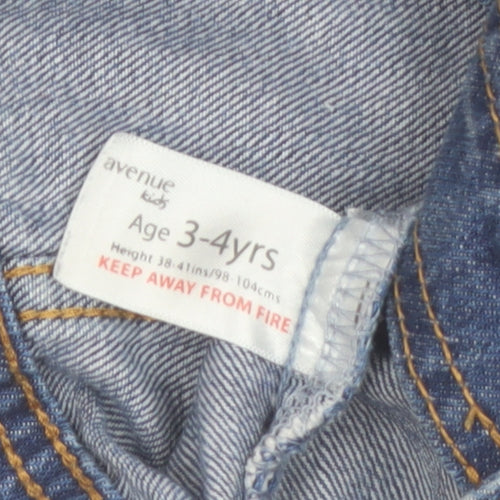 Avenue Girls Blue Denim Button Jacket 3-4 Years Cotton Casual