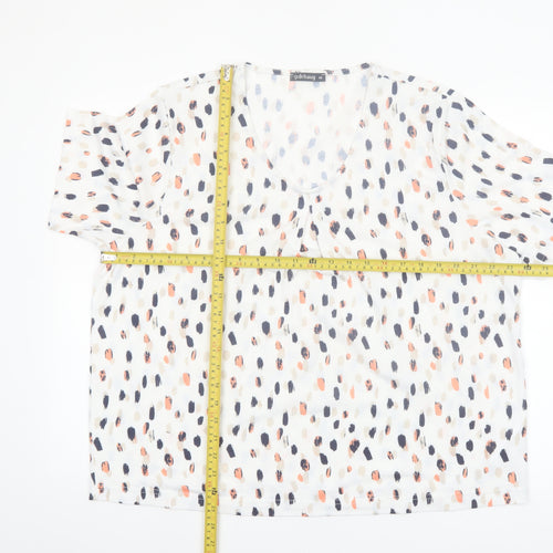 Gollehaug Women’s Multicoloured Short Sleeve V-Neck Blouse Size 16