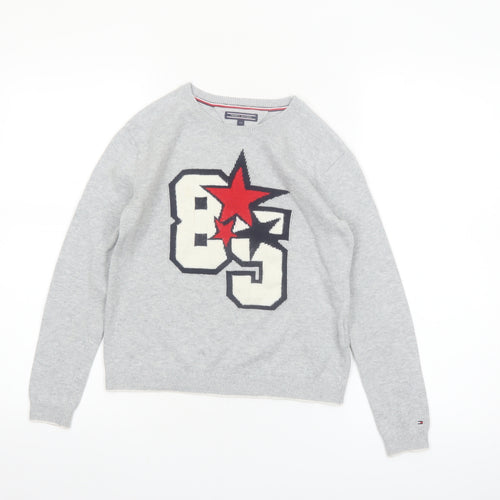 Tommy Hilfiger Boys Grey Graphic Knit Jumper Size 140 (10 Years)