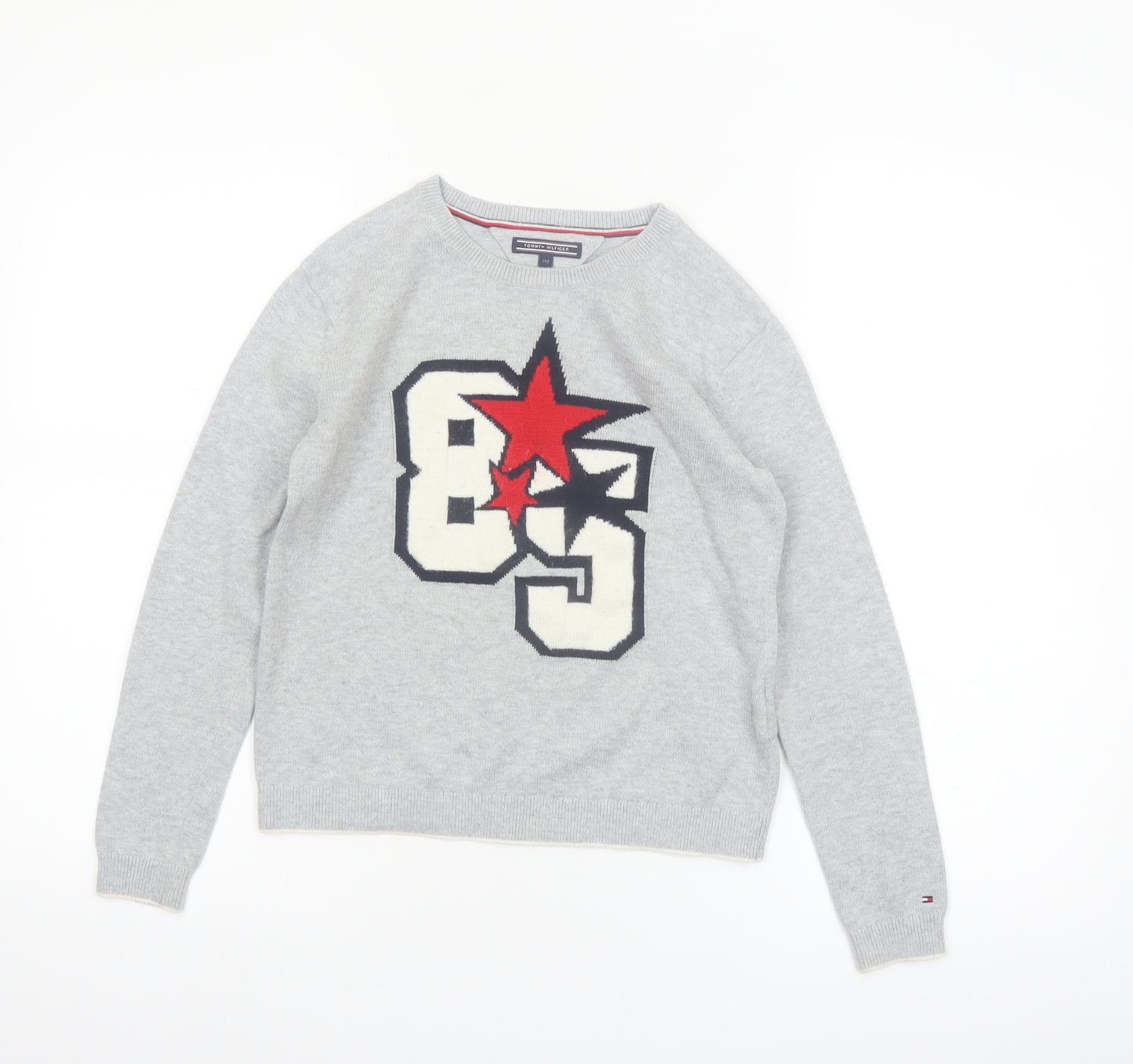 Tommy Hilfiger Boys Grey Graphic Knit Jumper Size 140 (10 Years)