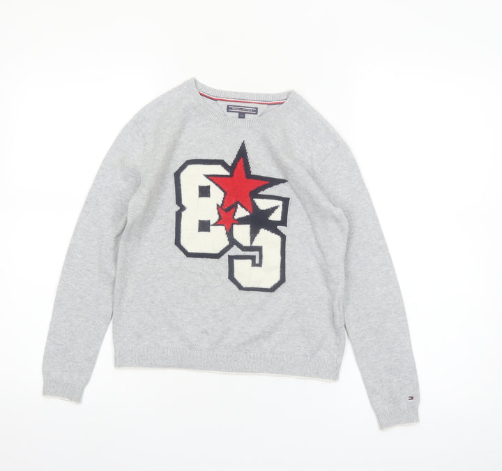 Tommy Hilfiger Boys Grey Graphic Knit Jumper Size 140 (10 Years)