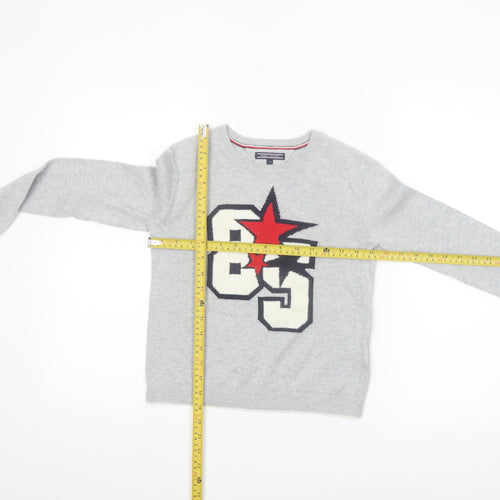 Tommy Hilfiger Boys Grey Graphic Knit Jumper Size 140 (10 Years)
