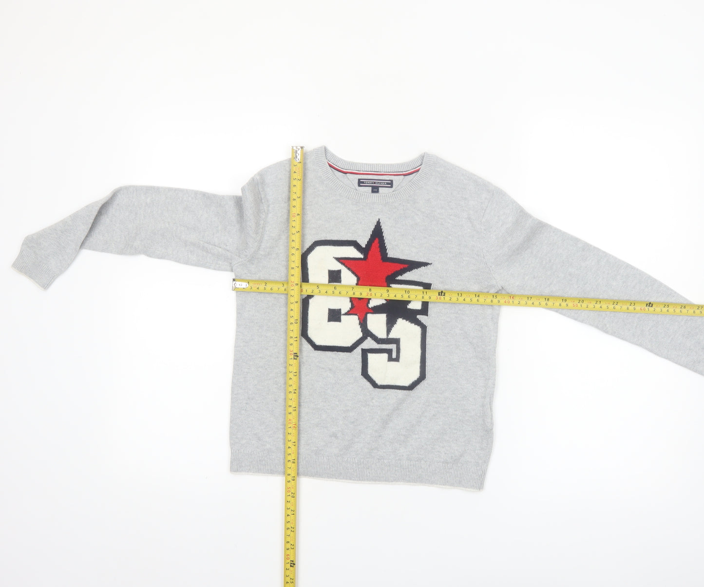 Tommy Hilfiger Boys Grey Graphic Knit Jumper Size 140 (10 Years)