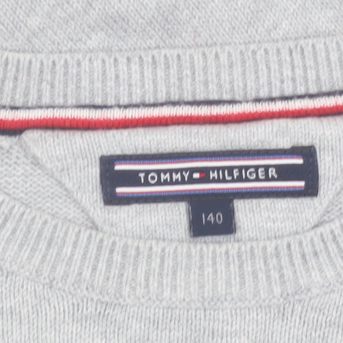 Tommy Hilfiger Boys Grey Graphic Knit Jumper Size 140 (10 Years)