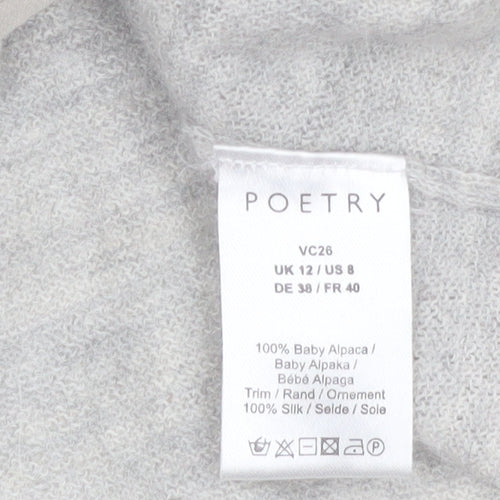 Poetry Women Grey Alpaca Silk Long Sleeve Cardigan UK 12