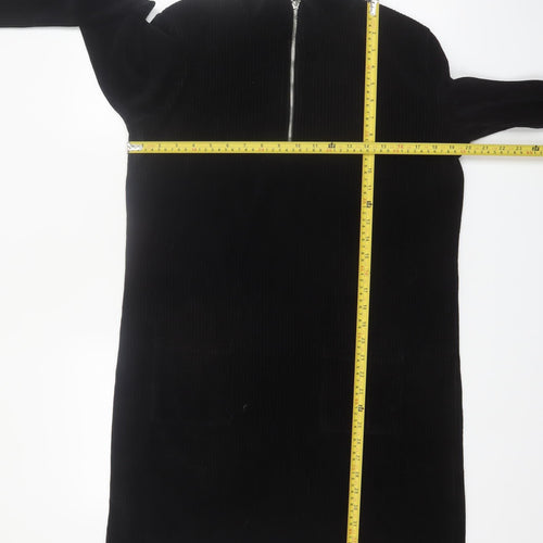 Very Women’s Black Corduroy Zip Neck Shift Dress Size 14