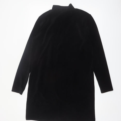 Very Women’s Black Corduroy Zip Neck Shift Dress Size 14