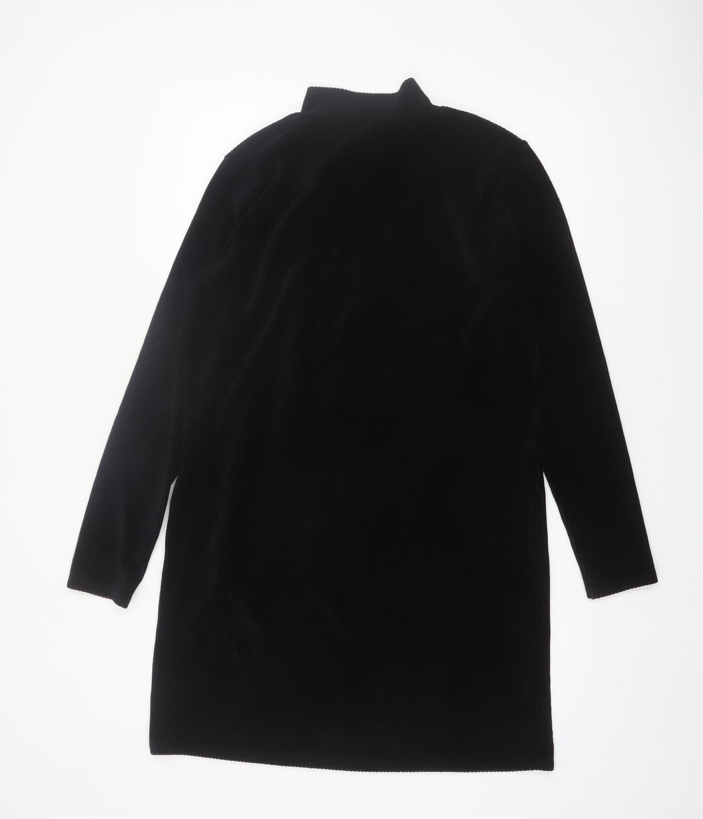 Very Women’s Black Corduroy Zip Neck Shift Dress Size 14