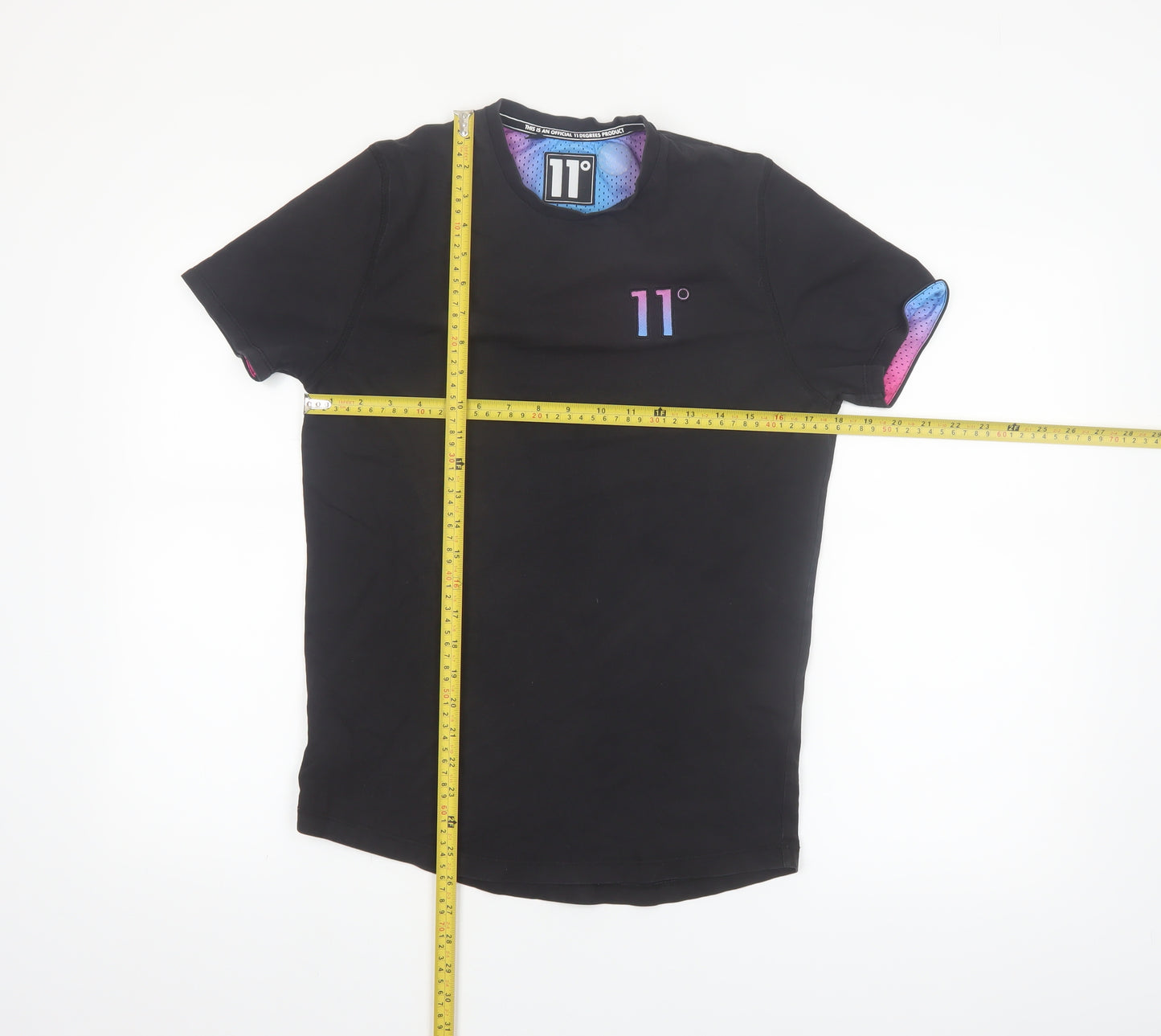 11 Degrees Men's Black XS Slim Fit Crew Neck T-Shirt