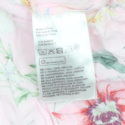 H&M Mama Pink Floral Viscose Maternity Short Sleeve Tunic Blouse Size S